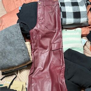 Wild Fable Maroon Faux Leather Pants